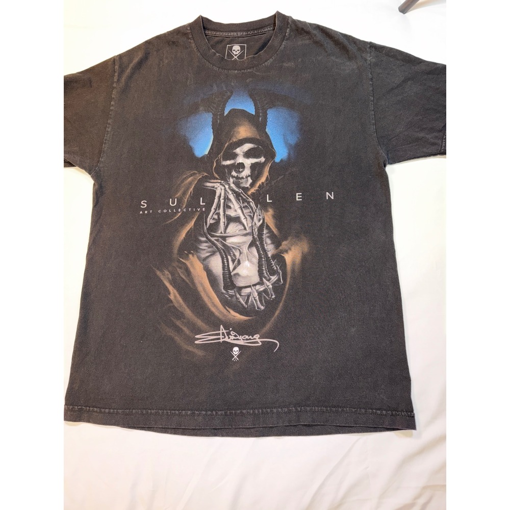 Sullen Art Collective Ed Young Grim Reaper Skull Graphic T-Shirt Black Mens LG